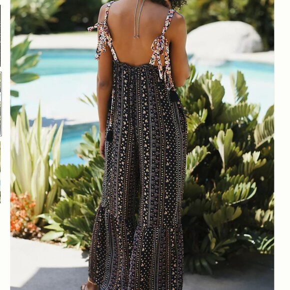 🖤Anthropologie Tie-front Jumpsuit, NWT - L - Picture 2 of 5